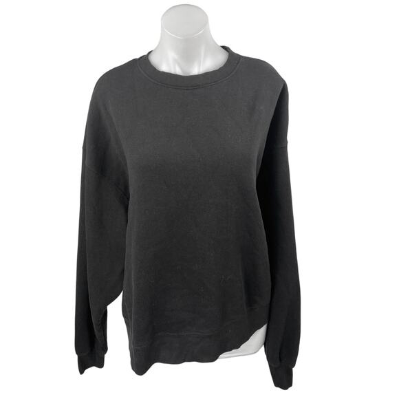 WeWoreWhat Women's Black Long Sleeve Crewneck Fleece Knit Sweater Top Size L - Picture 1 of 4